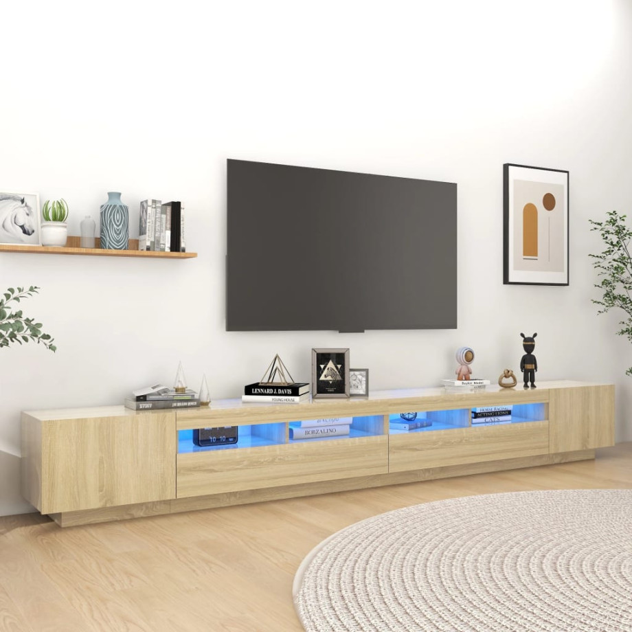 vidaXL Tv-meubel met LED-verlichting 300x35x40 cm sonoma eikenkleurig afbeelding 1