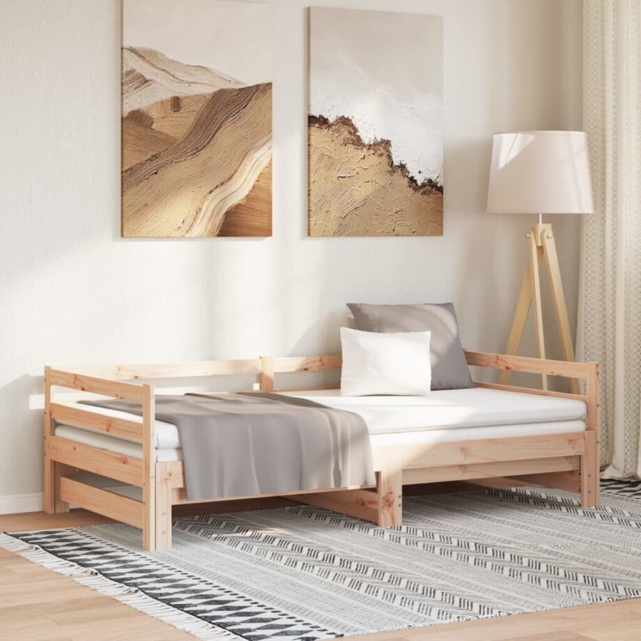 vidaXL Slaapbank uitschuifbaar massief grenenhout 2x(90x200) cm afbeelding 1