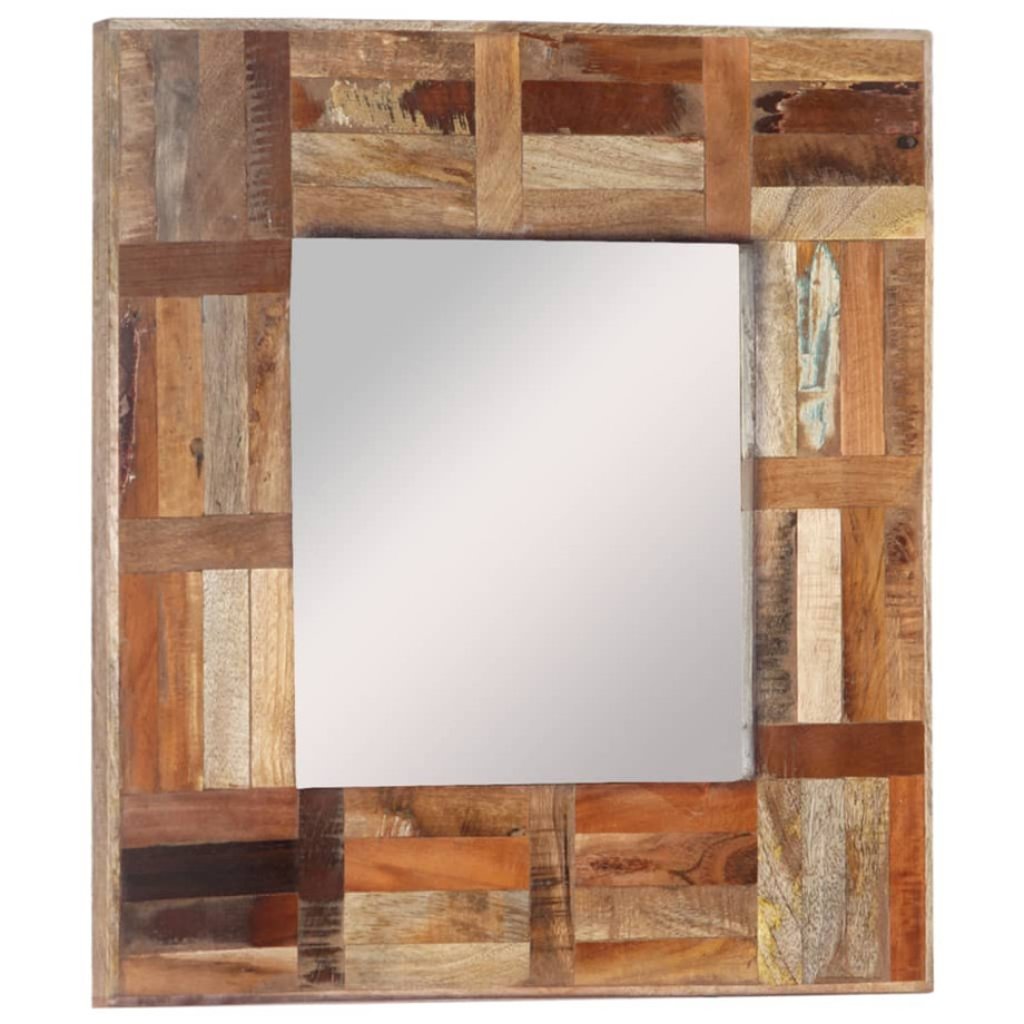vidaXL Wandspiegel 50x50 cm massief gerecycled hout afbeelding 1