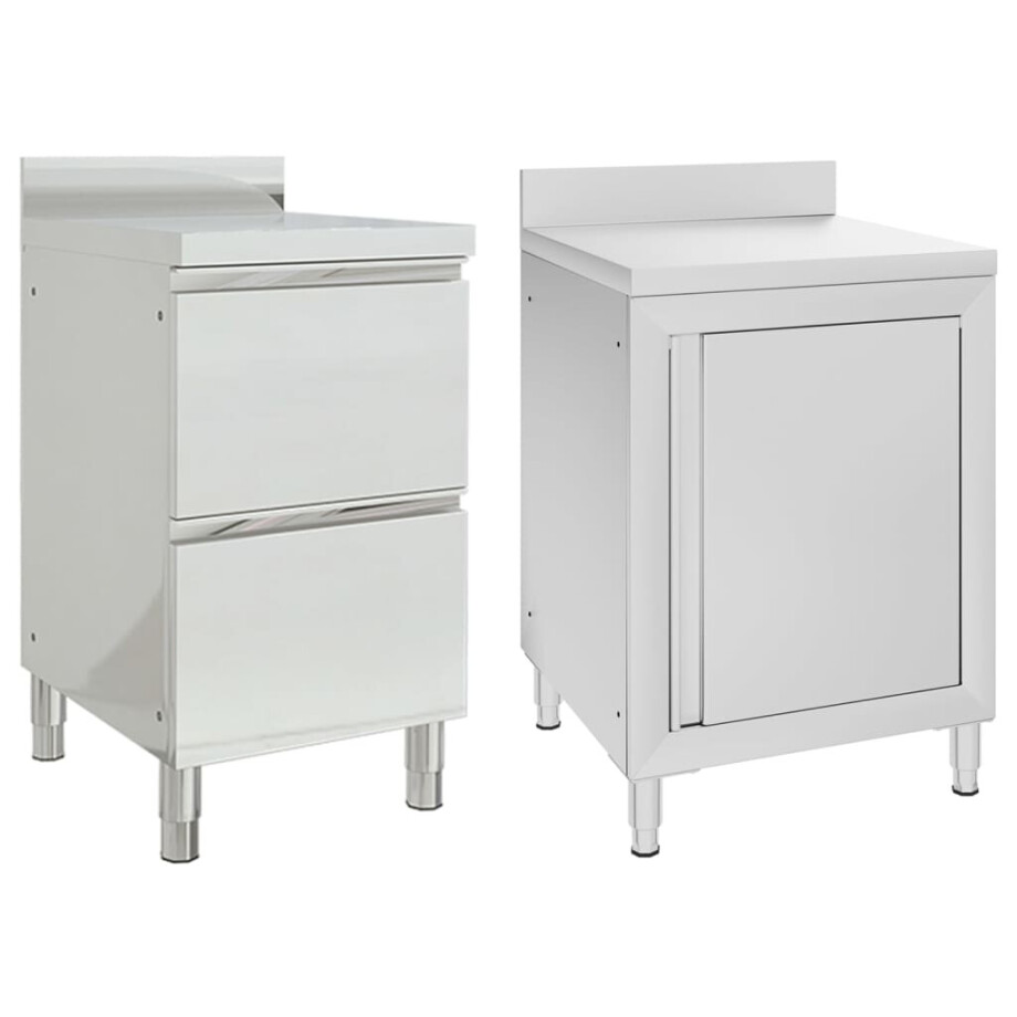vidaXL Keukenkasten commercieel 2 st roestvrij staal vidaXL Keukenkasten commercieel 2 st roestvrij staal afbeelding