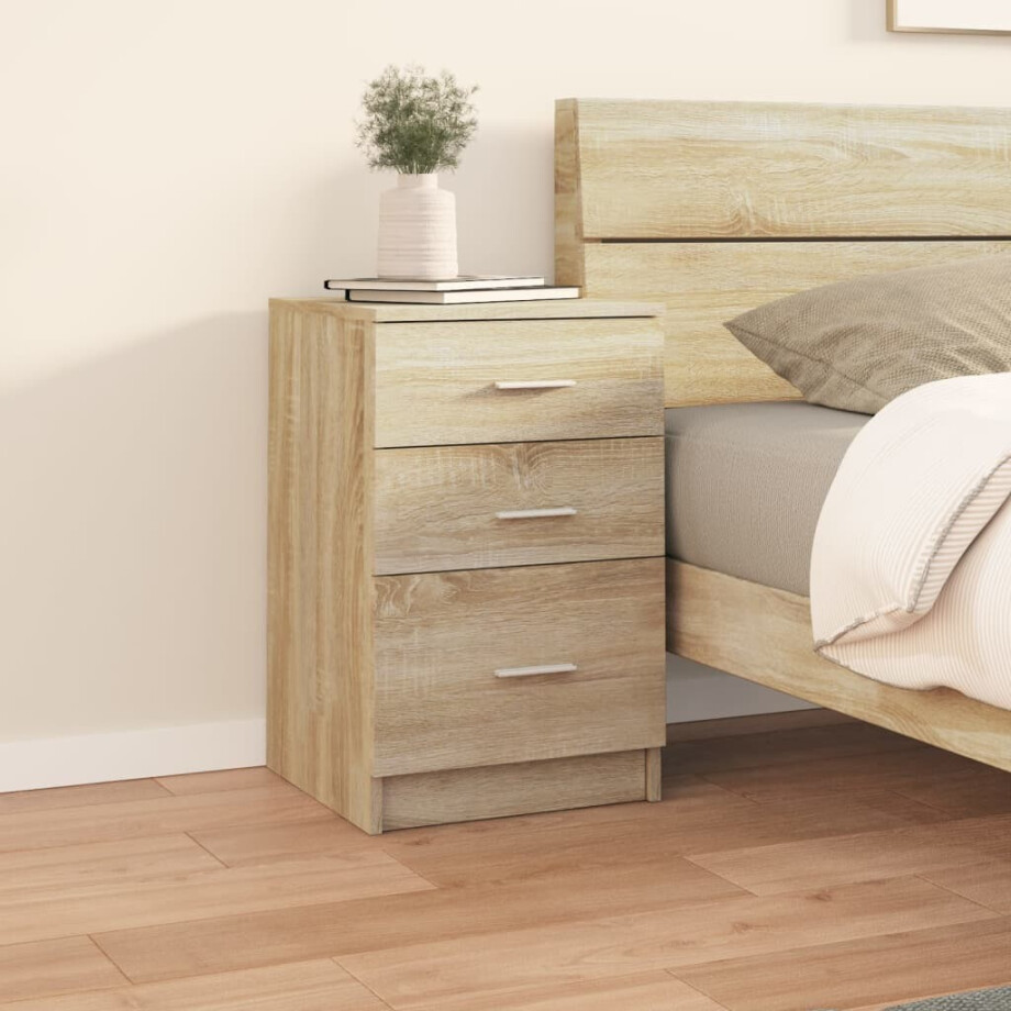 vidaXL Nachtkastje 40x40x63 cm bewerkt hout sonoma eikenkleurig afbeelding 1