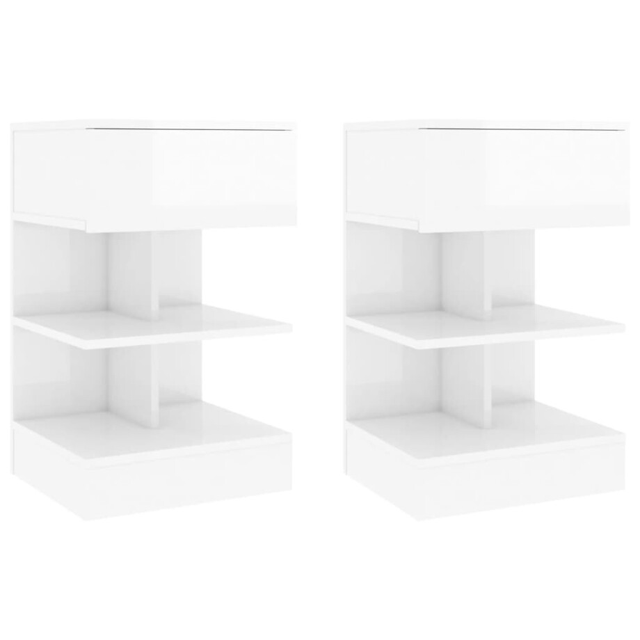 vidaXL Nachtkastjes 2 st 40x35x65 cm spaanplaat hoogglans wit vidaXL Nachtkastjes 2 st 40x35x65 cm spaanplaat hoogglans wit afbeelding 1