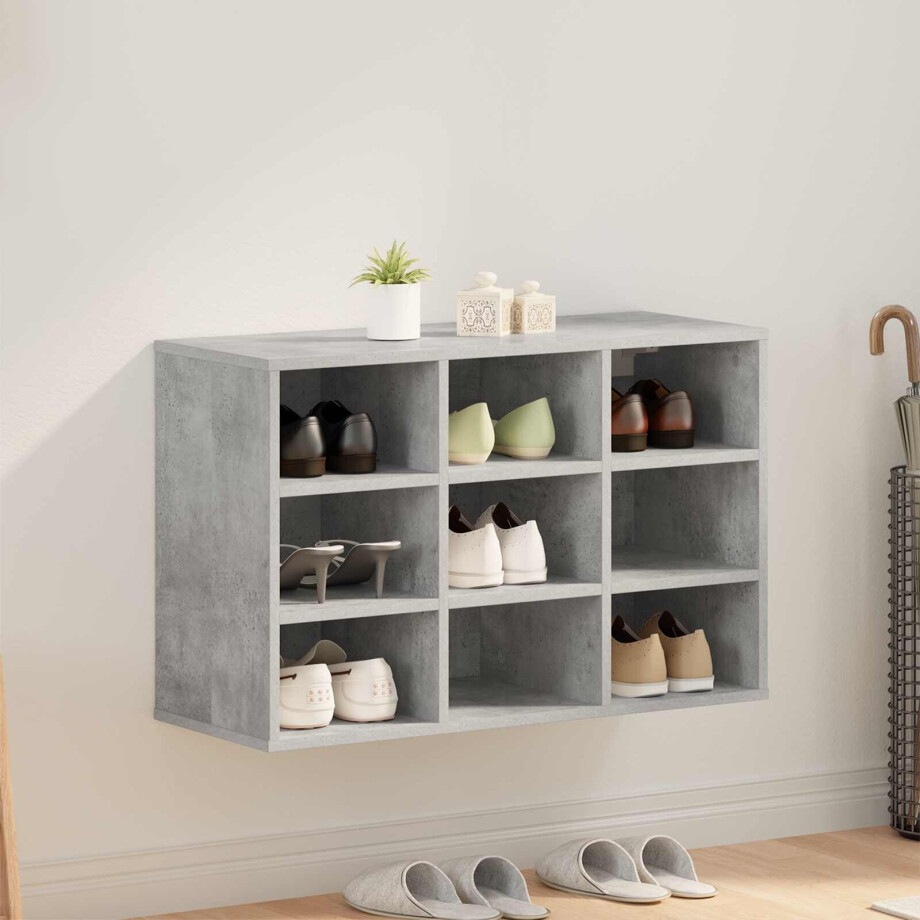 vidaXL Schoenenkast Betongrijs 77,5 x 30 x 51 cm Bewerkt hout afbeelding 1