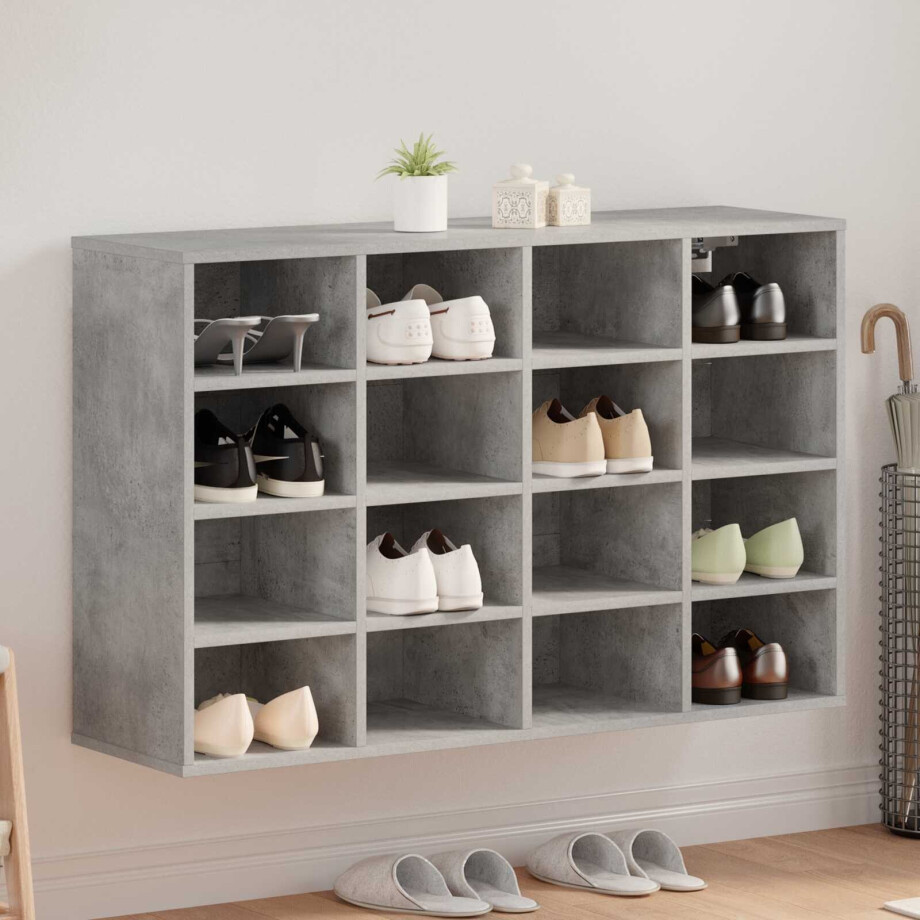 vidaXL Schoenenkast met plank Betongrijs 103 x 30 x 67 cm Bewerkt hout vidaXL Schoenenkast met plank Betongrijs 103 x 30 x 67 cm Bewerkt hout afbeelding 1