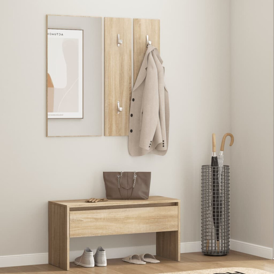 vidaXL Garderobe set bewerkt hout sonoma eiken afbeelding 1