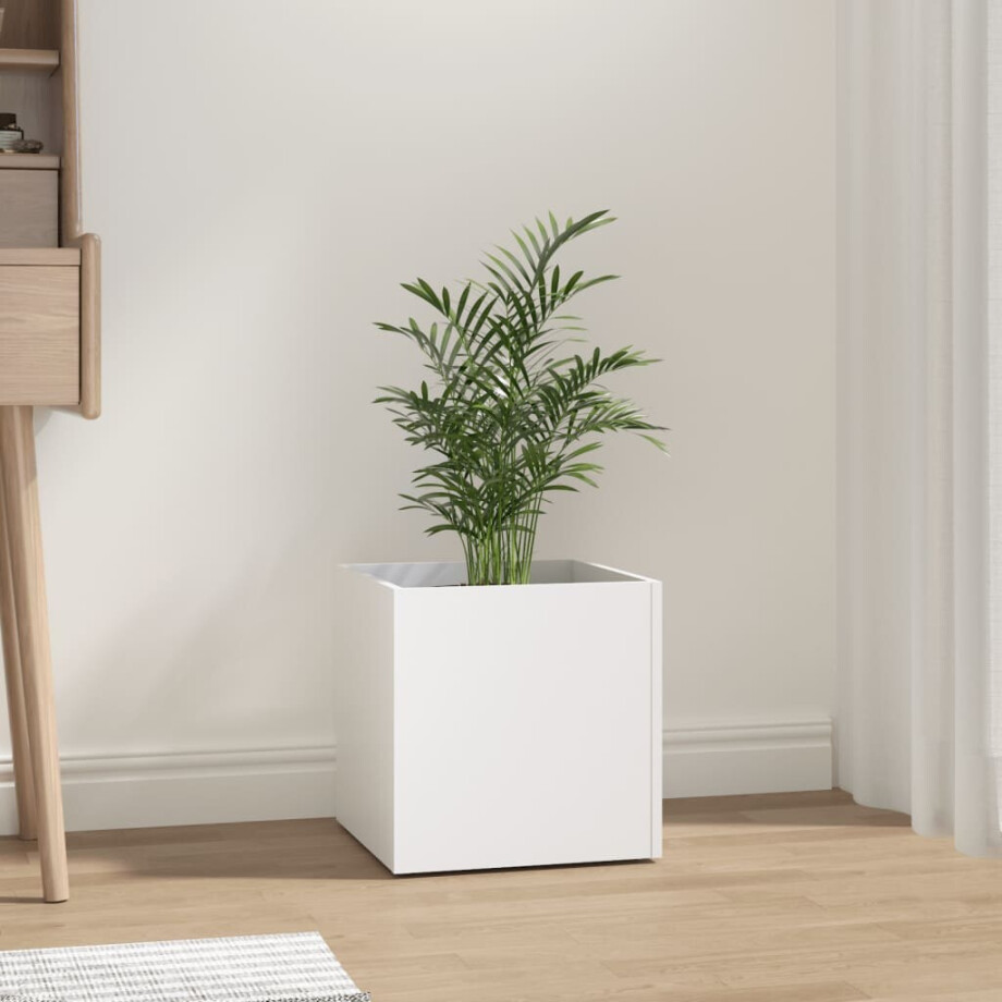 vidaXL Plantenbak 40x40x40 cm bewerkt hout wit afbeelding 1