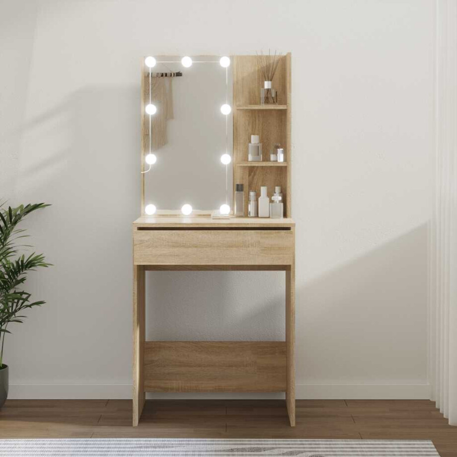 vidaXL Kaptafel met LED-verlichting 60x40x140 cm sonoma eikenkleurig vidaXL Kaptafel met LED-verlichting 60x40x140 cm sonoma eikenkleurig afbeelding 1