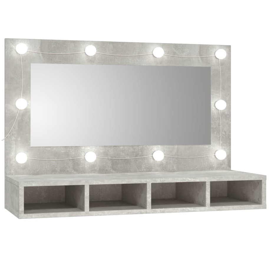 vidaXL Spiegelkast met LED-verlichting 90x31,5x62 cm betongrijs afbeelding 1