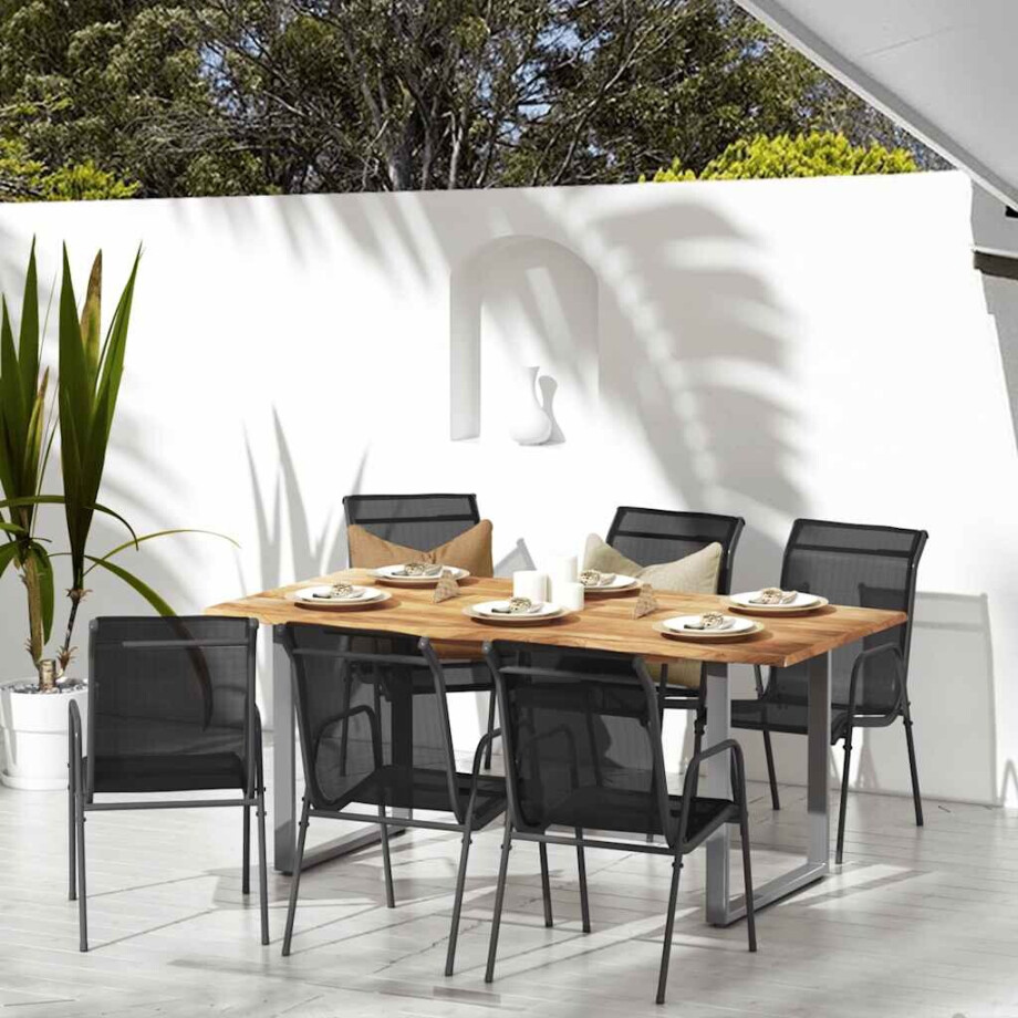 vidaXL Tuinstoelen 6 st staal en textileen zwart afbeelding 1