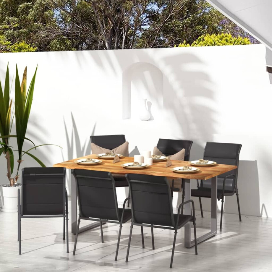 vidaXL Tuinstoelen 6 st staal en textileen zwart vidaXL Tuinstoelen 6 st staal en textileen zwart afbeelding 1