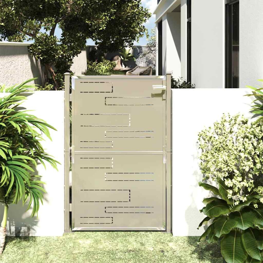vidaXL Tuinpoort 100x145 cm roestvrij staal afbeelding 1
