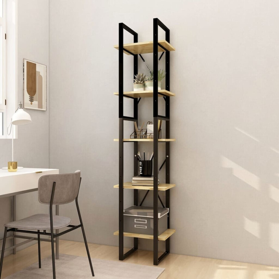 vidaXL Boekenkast met 5 schappen 40x30x175 cm massief grenenhout afbeelding 1