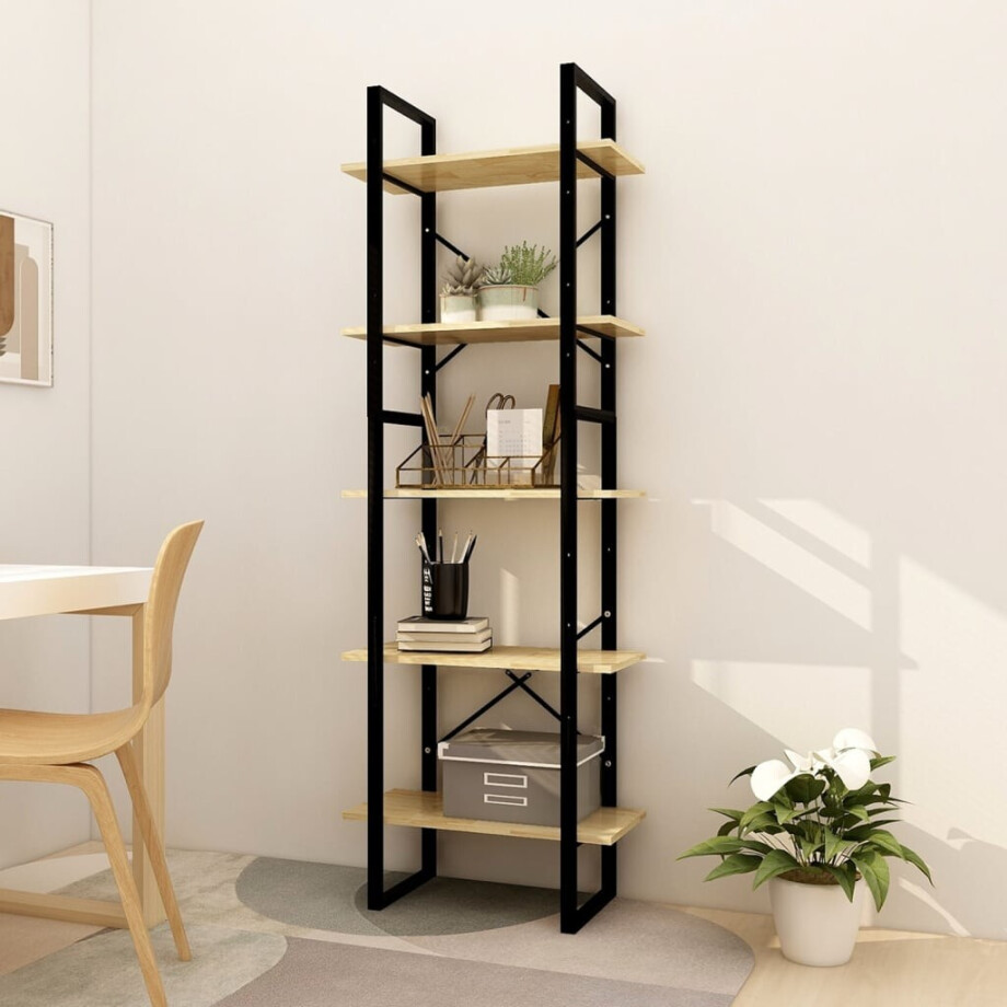 vidaXL Boekenkast met 5 schappen 60x30x175 cm massief grenenhout afbeelding 1