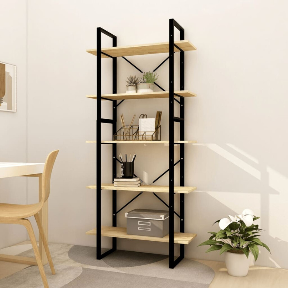 vidaXL Boekenkast met 5 schappen 80x30x175 cm massief grenenhout afbeelding 1