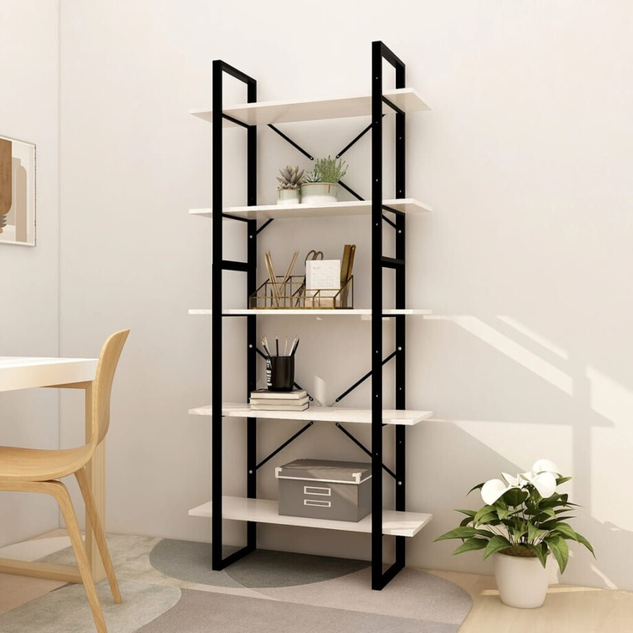 vidaXL Boekenkast met 5 schappen 80x30x175 cm grenenhout wit afbeelding 1