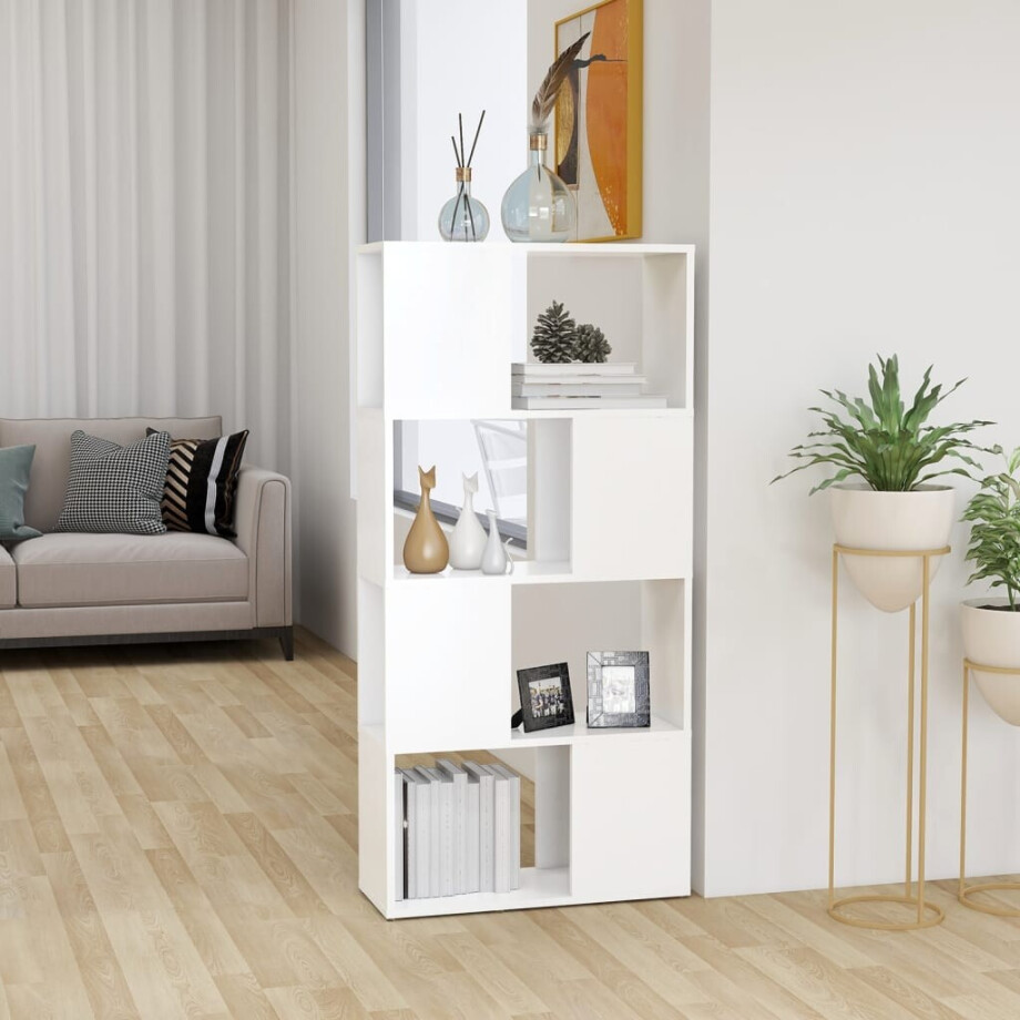 vidaXL Boekenkast/kamerscherm 60x24x124,5 cm bewerkt hout wit afbeelding 1