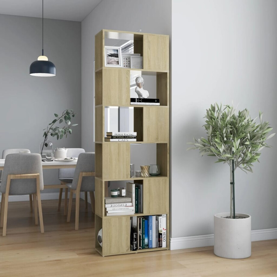 vidaXL Boekenkast/kamerscherm 60x24x186 cm bewerkt hout sonoma eiken afbeelding 1