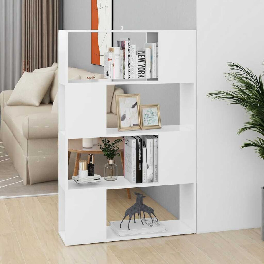 vidaXL Boekenkast/kamerscherm 80x24x124,5 cm bewerkt hout wit afbeelding 1