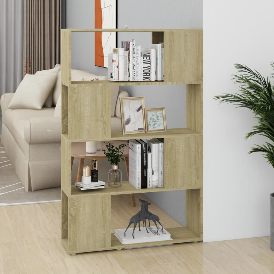 vidaXL Boekenkast/kamerscherm 80x24x124,5 cm bewerkt hout sonoma eiken afbeelding 1