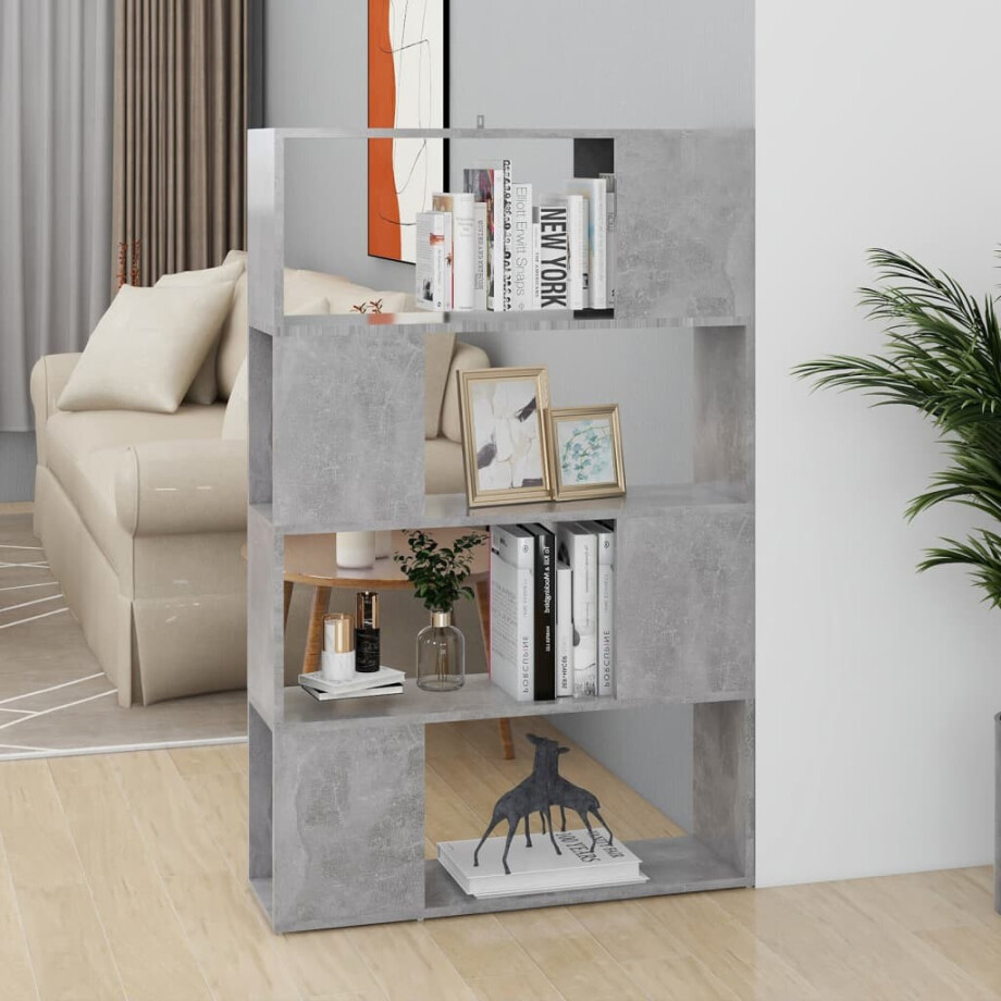 vidaXL Boekenkast/kamerscherm 80x24x124,5 cm bewerkt hout betongrijs vidaXL Boekenkast/kamerscherm 80x24x124,5 cm bewerkt hout betongrijs afbeelding 1