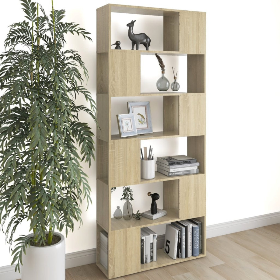 vidaXL Boekenkast/kamerscherm 80x24x186 cm bewerkt hout sonoma eiken afbeelding 1