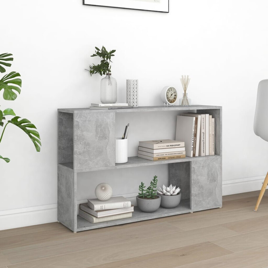 vidaXL Boekenkast 100x24x63 cm bewerkt hout betongrijs afbeelding 1