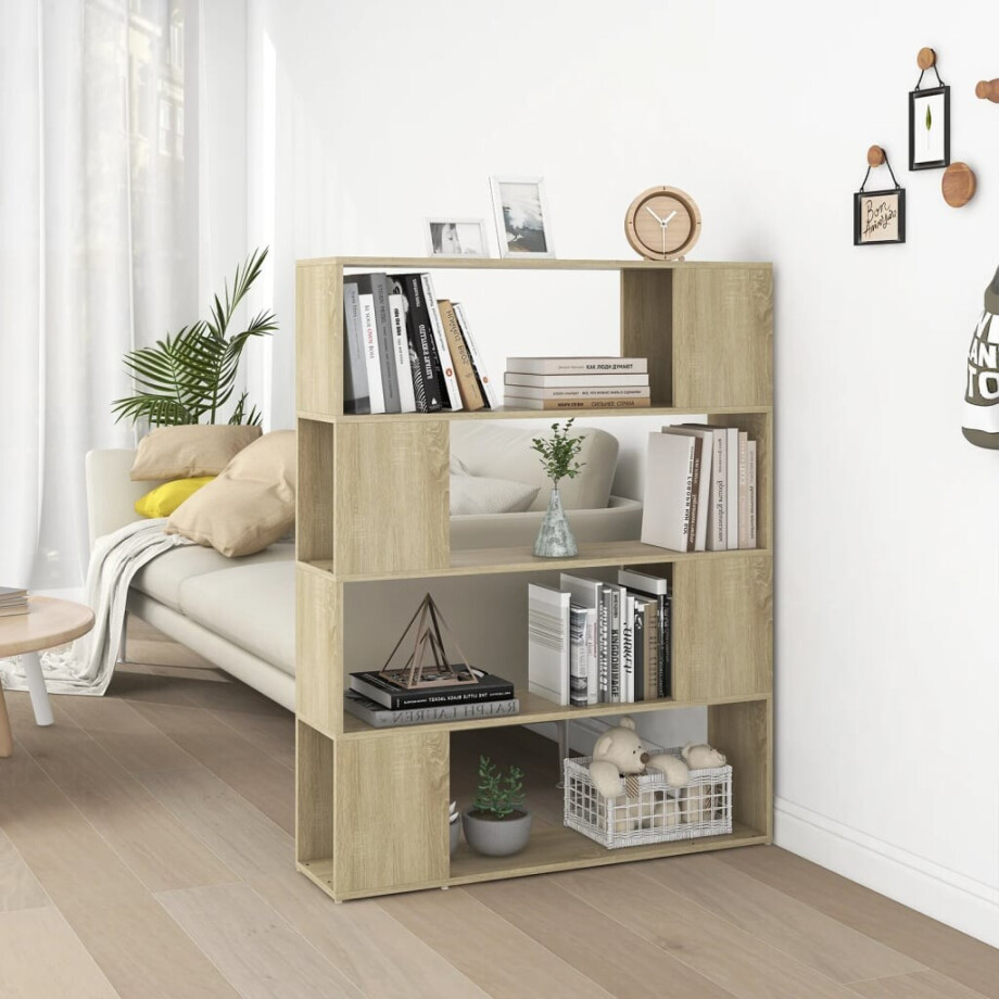 vidaXL Boekenkast/kamerscherm 100x24x124 cm sonoma eikenkleurig afbeelding 1