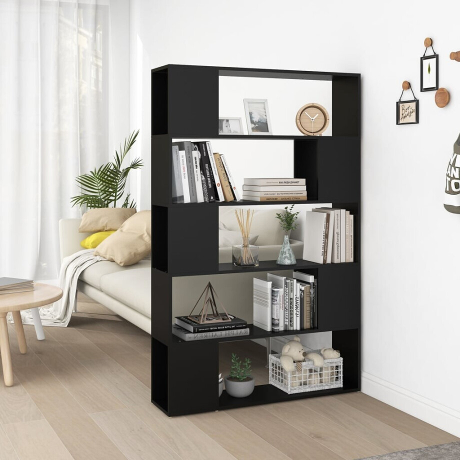 vidaXL Boekenkast/kamerscherm 100x24x155 cm bewerkt hout zwart afbeelding 1