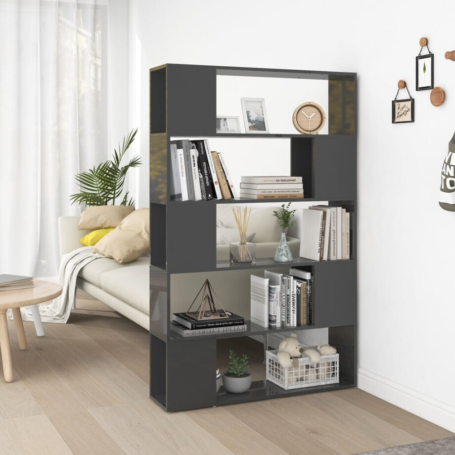 vidaXL Boekenkast/kamerscherm bewerkt hout hoogglans grijs afbeelding 1