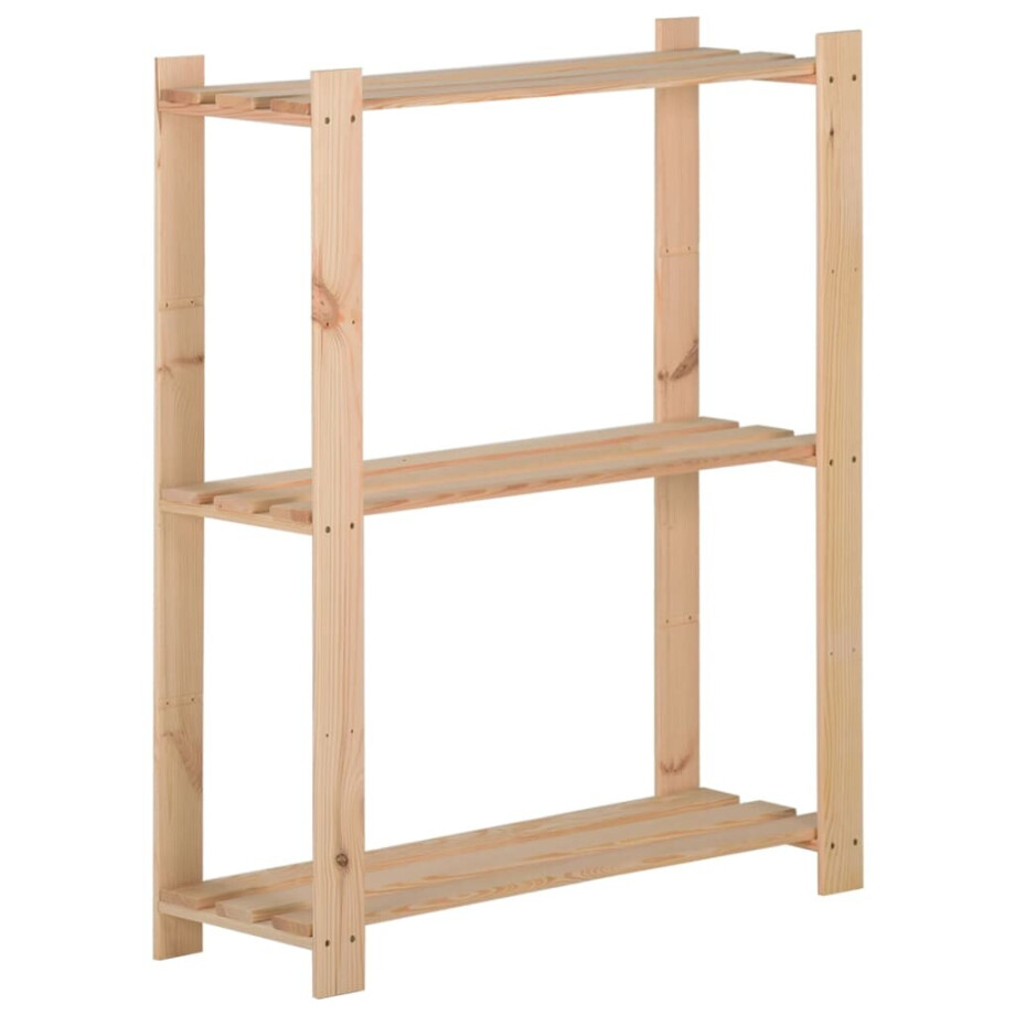 vidaXL Opbergrek 3-laags 60x28,5x90 cm massief grenenhout afbeelding 1