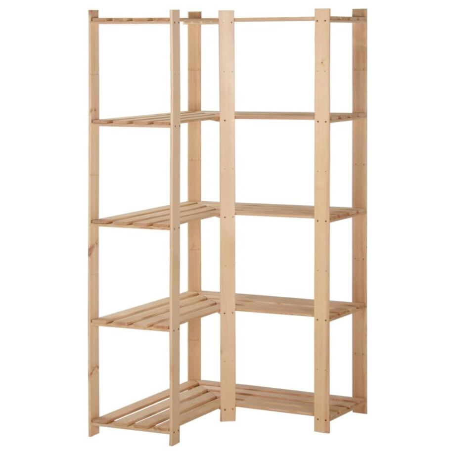 vidaXL Hoekopbergrek 5-laags 82,5x82,5x170 cm massief grenenhout afbeelding 1