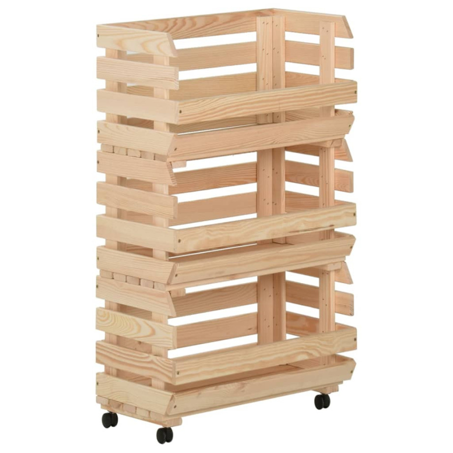 vidaXL Groentetrolley 37x30x80 cm massief grenenhout afbeelding 1