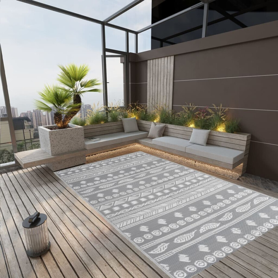 vidaXL Buitenkleed ARAKIL 190x290 cm polypropeen grijs afbeelding 1