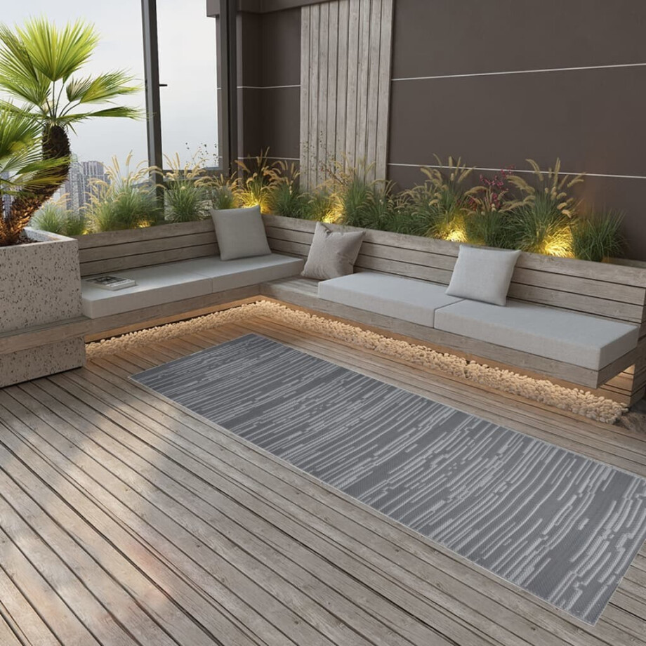 vidaXL Buitenkleed ARAKIL 80x250 cm polypropeen antracietkleurig afbeelding 1