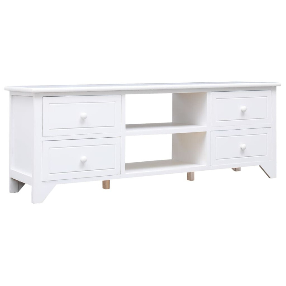 vidaXL Tv-meubel 108x30x40 cm massief paulowniahout wit vidaXL Tv-meubel 108x30x40 cm massief paulowniahout wit afbeelding 1