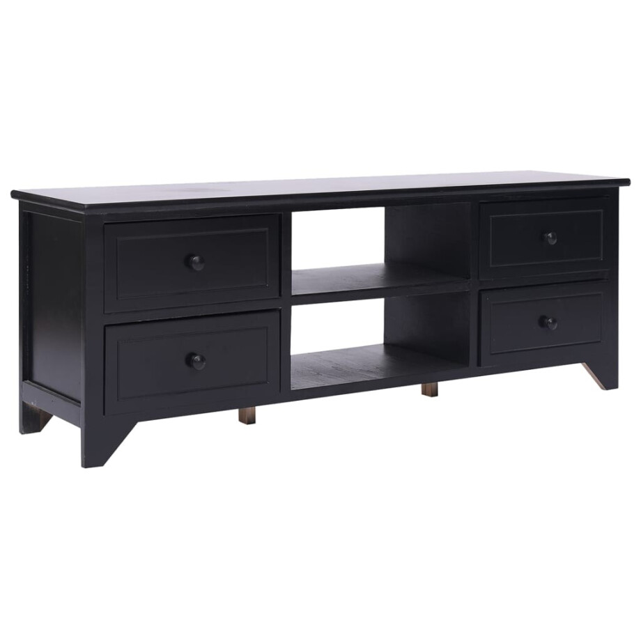vidaXL Tv-meubel 108x30x40 cm massief paulowniahout zwart vidaXL Tv-meubel 108x30x40 cm massief paulowniahout zwart afbeelding 1