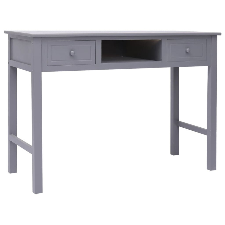 vidaXL Bureau 108x45x76 cm massief paulowniahout grijs afbeelding 1