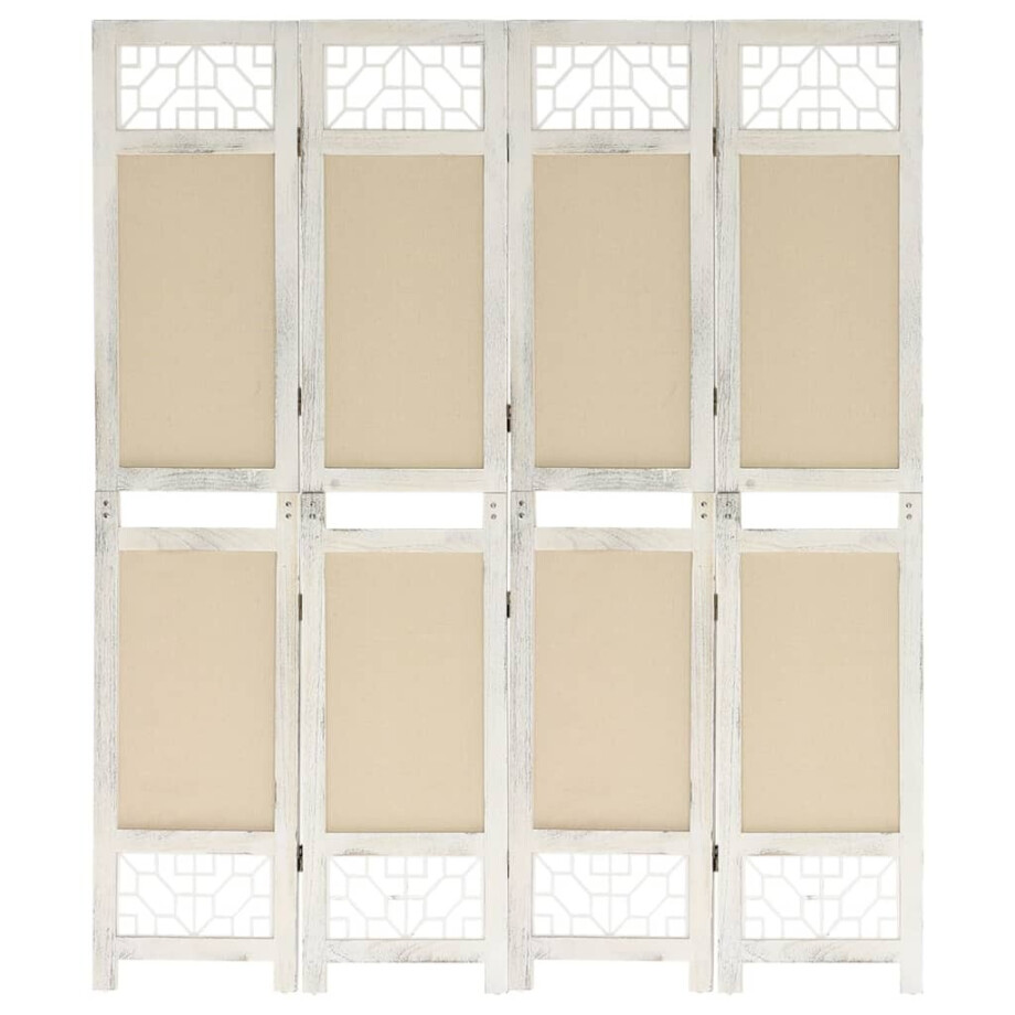 vidaXL Kamerscherm met 4 panelen 140x165 cm stof crèmekleurig vidaXL Kamerscherm met 4 panelen 140x165 cm stof crèmekleurig afbeelding 1
