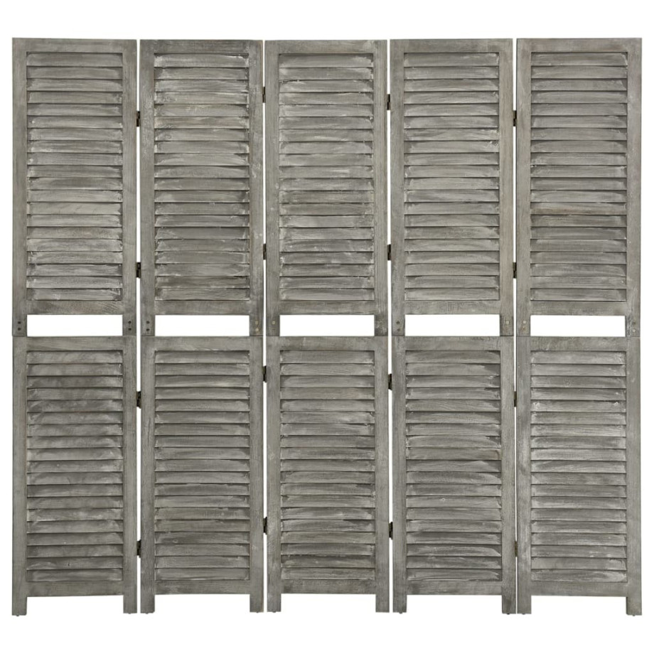 vidaXL Kamerscherm met 5 panelen 179x166 cm massief hout grijs afbeelding 1