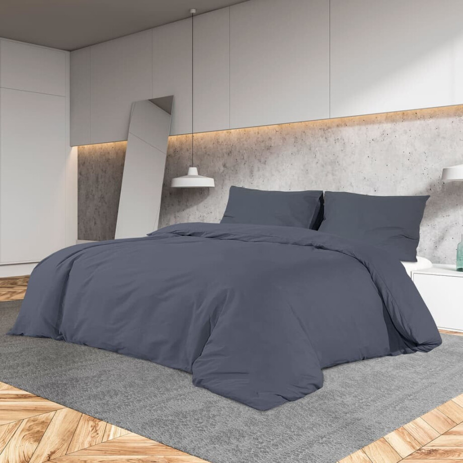 vidaXL Dekbedovertrekset lichtgewicht 140x200 cm microvezel antraciet afbeelding 1