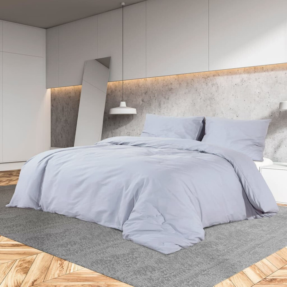 vidaXL Dekbedovertrekset lichtgewicht 240x220 cm microvezel grijs afbeelding 1