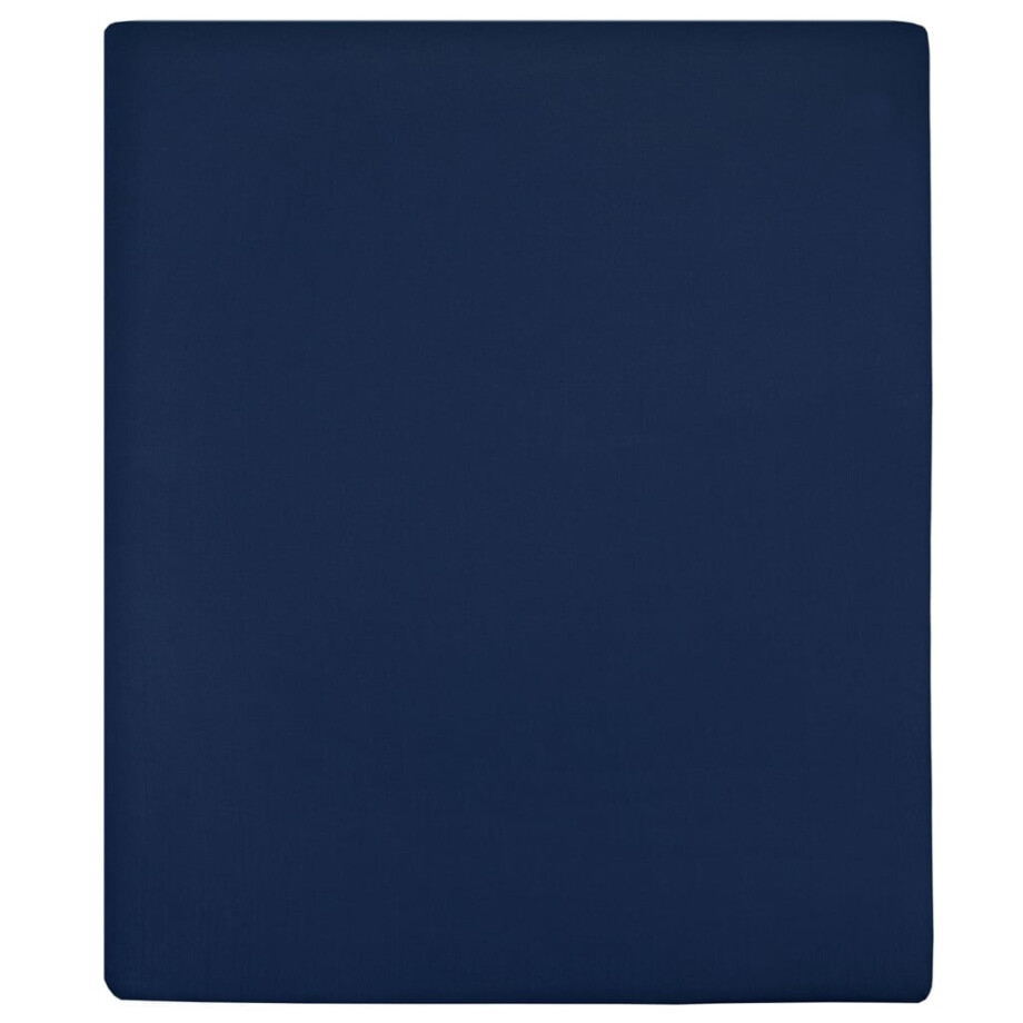 vidaXL Hoeslaken jersey 160x200 cm katoen marineblauw afbeelding 1