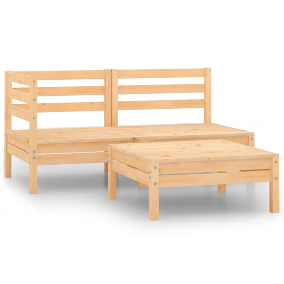 vidaXL 3-delige Loungeset massief grenenhout afbeelding 1