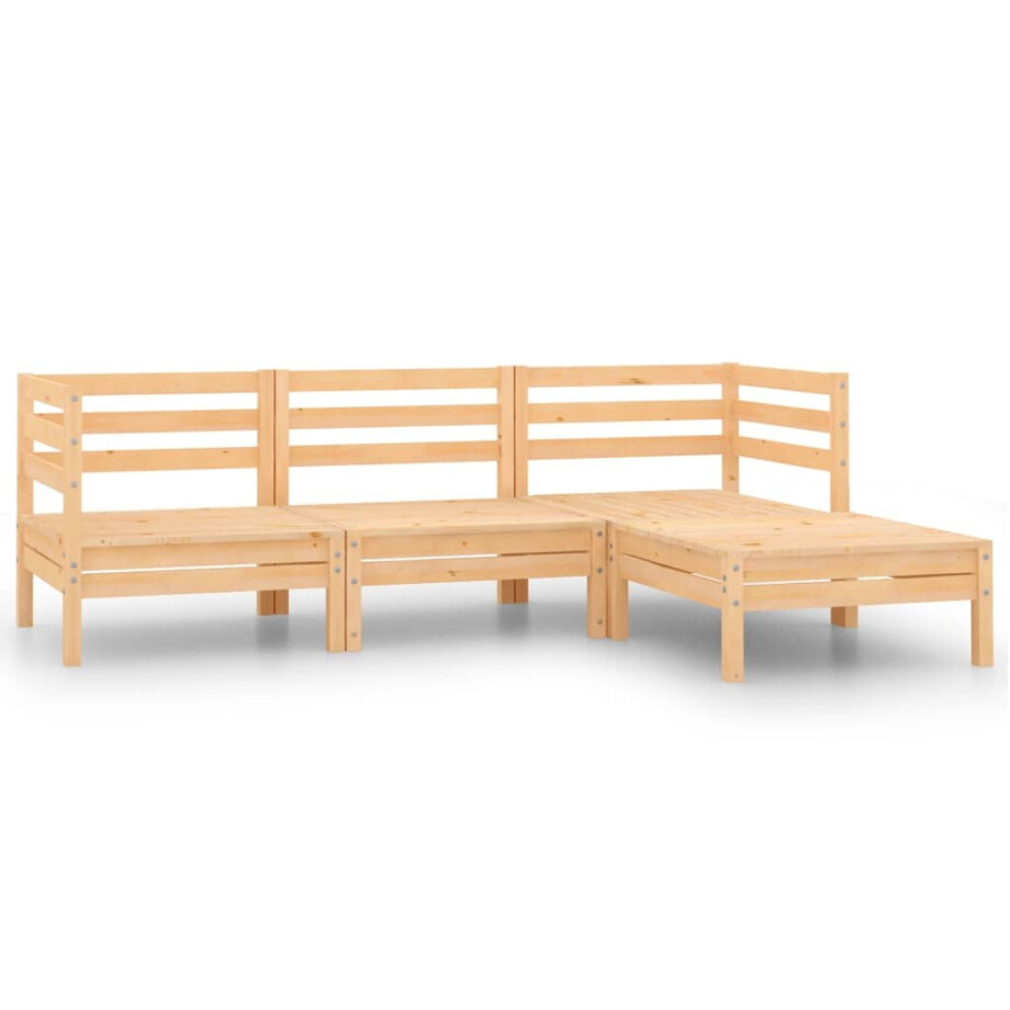 vidaXL 4-delige Loungeset massief grenenhout afbeelding 1