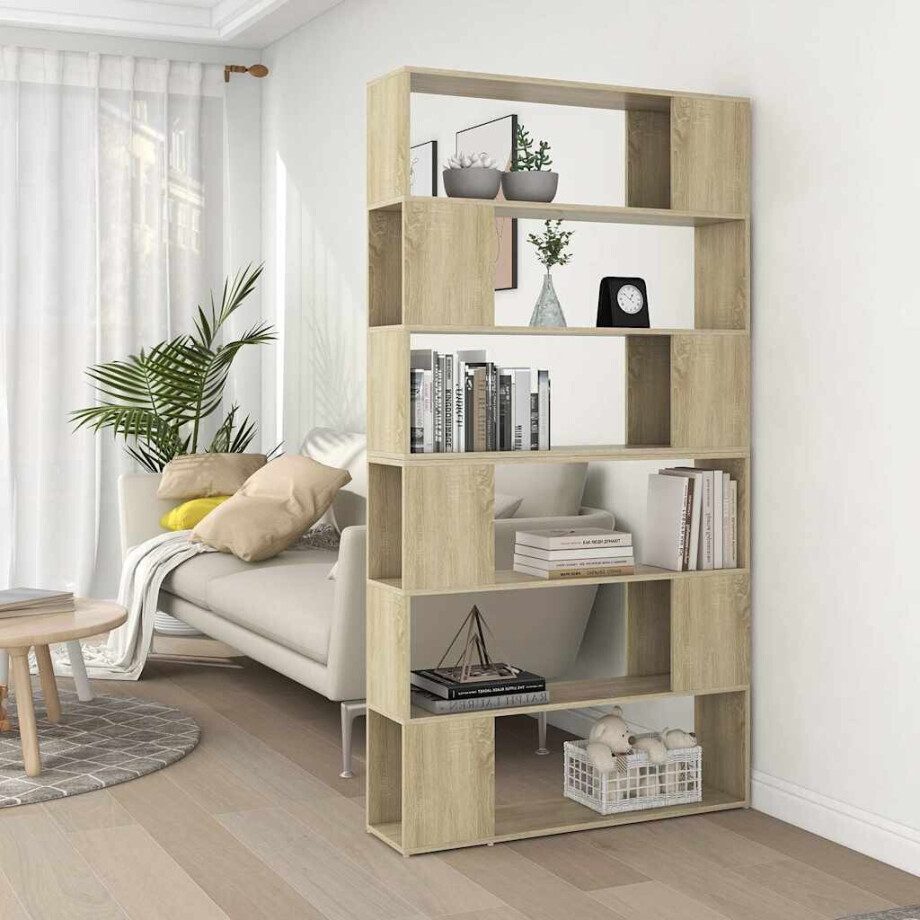 vidaXL Boekenkast/kamerscherm 100x24x188 cm sonoma eikenkleurig afbeelding 1