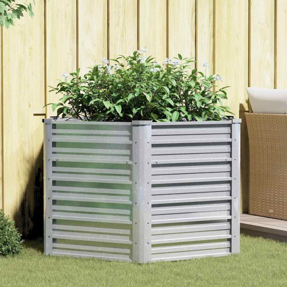 vidaXL Plantenbak verhoogd 129x77 cm gegalvaniseerd staal zilverkleur afbeelding 1