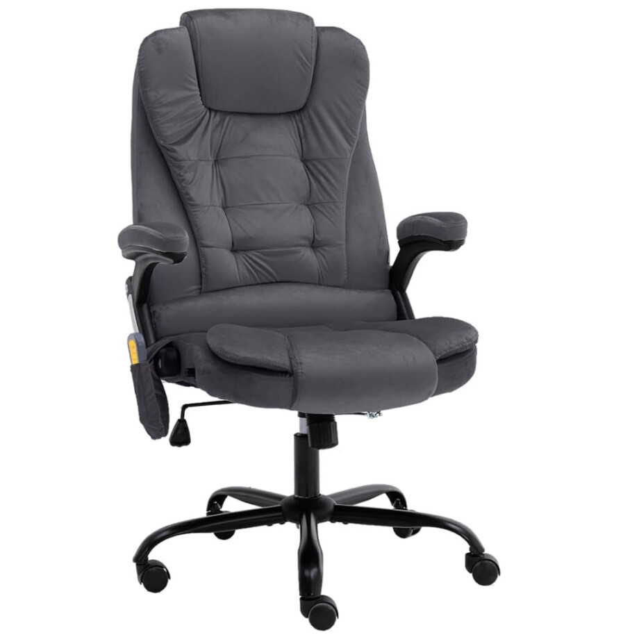 vidaXL Massagekantoorstoel fluweel donkergrijs afbeelding 1