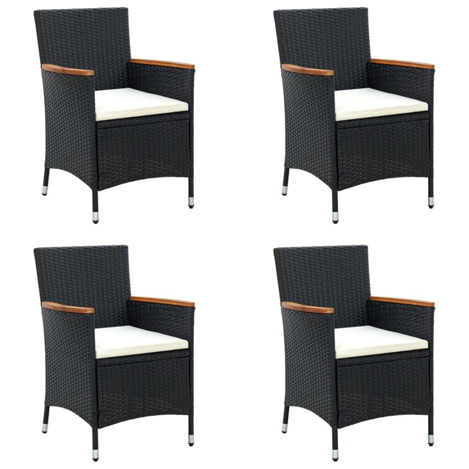 vidaXL Tuinstoelen 4 st poly rattan zwart afbeelding 1