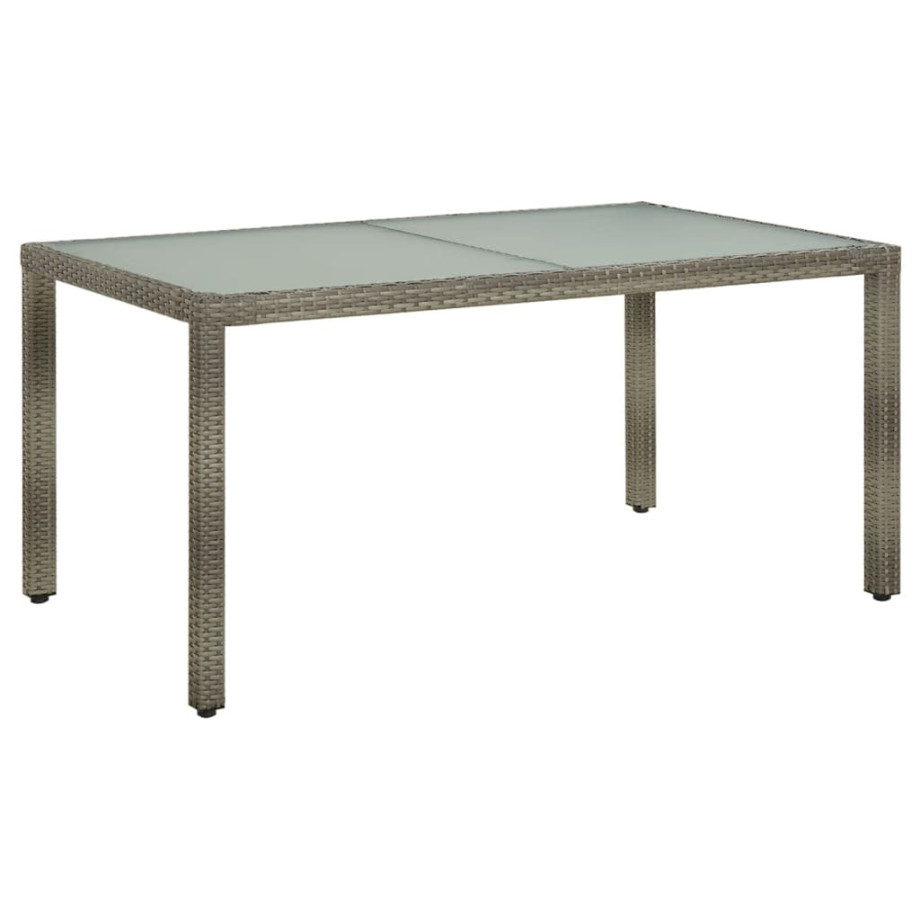 vidaXL Tuintafel 150x90x75 cm gehard glas en poly rattan grijs afbeelding 1