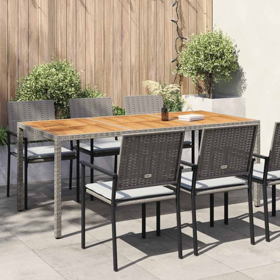 vidaXL Tuintafel 190x90x75 cm poly rattan en acaciahout grijs afbeelding 1